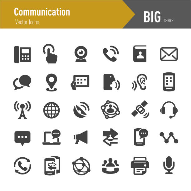 ikona komunikacji - big series - telephone dialing human hand office stock illustrations