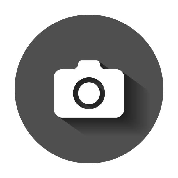 Photo camera icon in flat style. Photographer cam equipment vector illustration with long shadow. Camera business concept. Photo camera icon in flat style. Photographer cam equipment vector illustration with long shadow. Camera business concept. 15495 stock illustrations