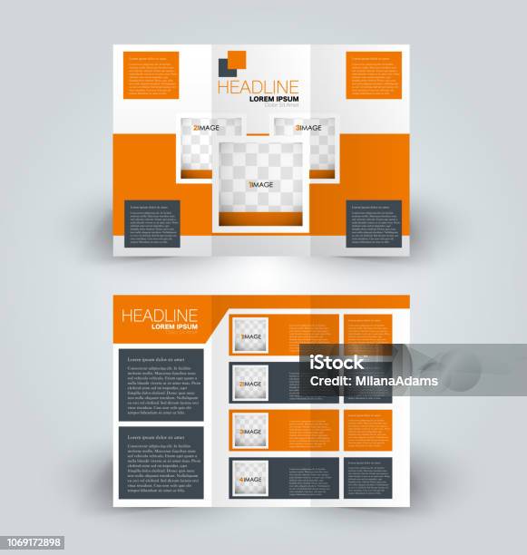 Brochure Mock Up Design Template Trifold Stock Illustration - Download Image Now - Brochure, Template, Design