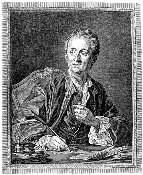 Denis Diderot ( 5 October 1713 – 31 July 1784) was a French philosopher, art critic, and writer Illustration of a Denis Diderot ( 5 October 1713 – 31 July 1784) was a French philosopher, art critic, and writer perforated paper pictures stock illustrations