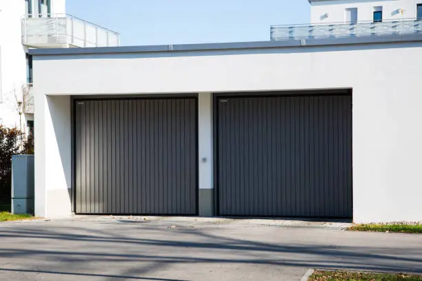 "nUnderground parking, modern garage door, Germany