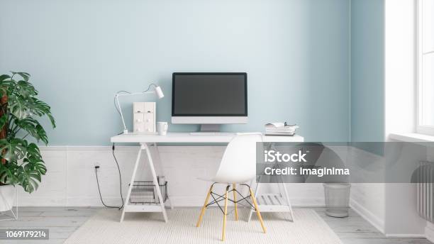 Modern Home Office Stock Photo - Download Image Now - Desk, Home Office, Office