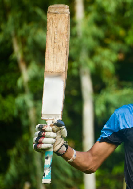istock Man raising a cricket bat unique photo 1069181978