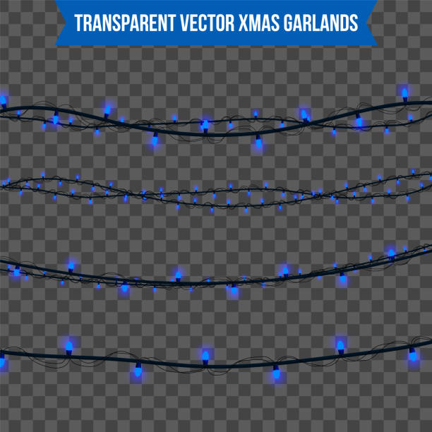 abstrakte kreative weihnachtsgirlande licht auf hintergrund isoliert. vorlage. vektor cliparts illustrationskunst für xmas urlaub dekoration. konzept-idee-design-element. realistische leuchtende glühbirne. - art blank national border frame stock-grafiken, -clipart, -cartoons und -symbole