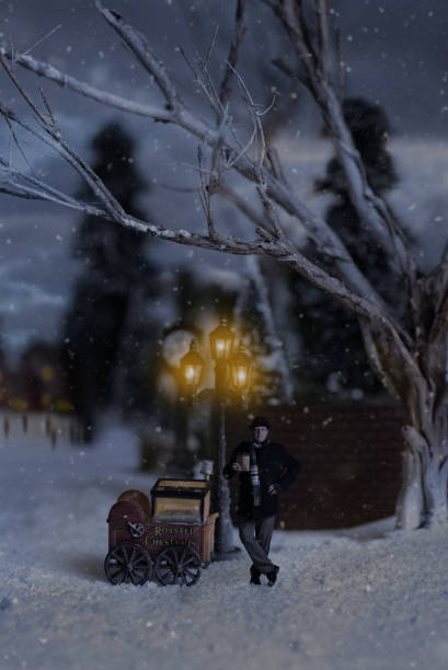 istock victorian man selling chestnuts with roasted chestnut cart 1069188134