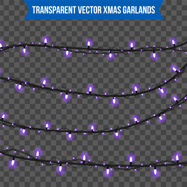 abstrakte kreative weihnachtsgirlande licht auf hintergrund isoliert. vorlage. vektor cliparts illustrationskunst für xmas urlaub dekoration. konzept-idee-design-element. realistische leuchtende glühbirne. - art blank national border frame stock-grafiken, -clipart, -cartoons und -symbole