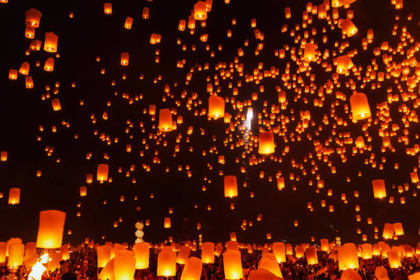 istock Lantern Loy Krathong Traditional Festival on sky. 1069189006