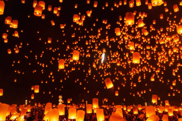 istock Lantern Loy Krathong Traditional Festival on sky. 1069189134