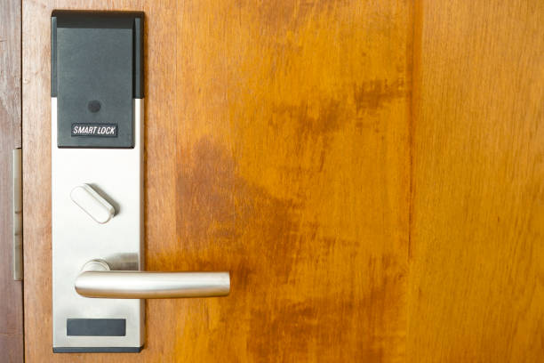 istock wood Smart door at home 1069192500