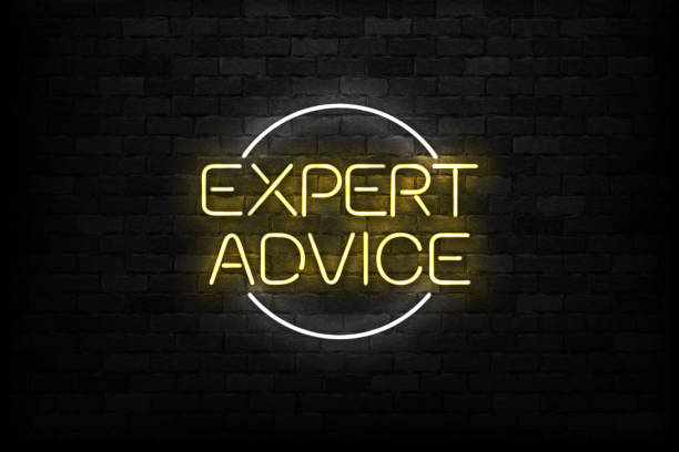 ilustrações de stock, clip art, desenhos animados e ícones de vector realistic isolated neon sign of expert advice logo for decoration and covering on the wall background. - dependency assistance help advice