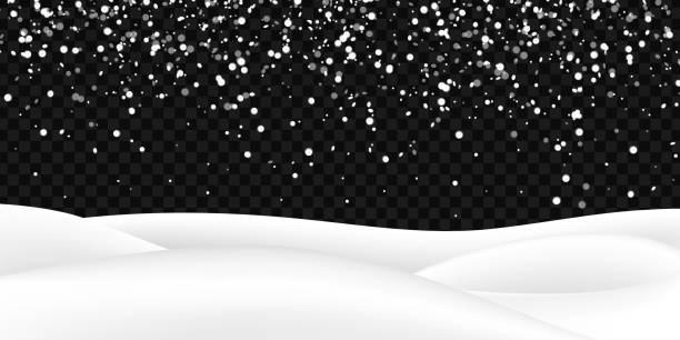 ilustrações de stock, clip art, desenhos animados e ícones de vector realistic isolated snow field with snowfall for decoration and covering on the transparent background. concept of merry christmas and happy new year. - january winter icicle snowing