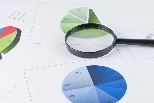 istock magnifying glass with graph chart as a background - Business concept 1069197402