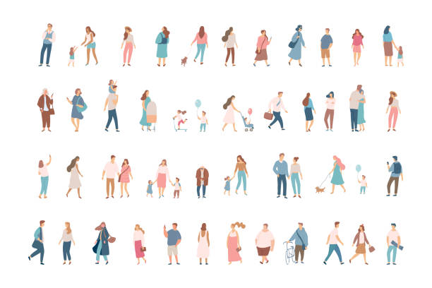 Crowd. Different People big vector set. Male and female flat characters isolated on white background. manufactured object illustrations stock illustrations