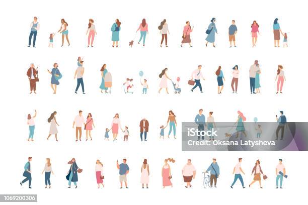 Crowd Stock Illustration - Download Image Now - People, Illustration, Family