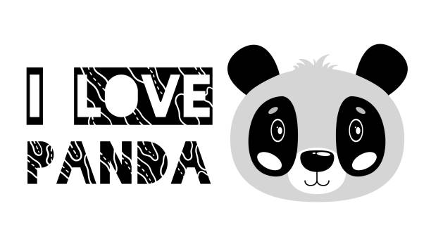 istock Lovely vector illustration with an animal panda. White background. Black and white color. 1069219148