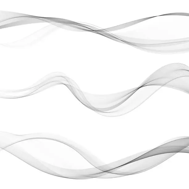 Vector illustration of Modern futuristic soft smoke gradient flow lines collection. Vector illustration