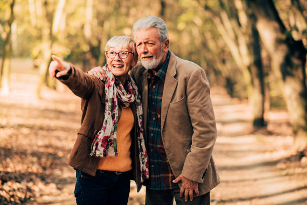 istock Old couple looking in distance 1069229074