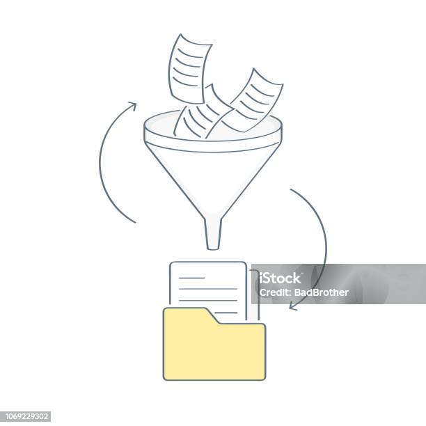 Document Or Information Filtering Filter Funnel Data Analysis Vector ...