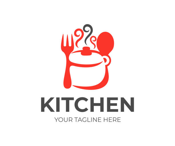 Kitchen, kitchenware, saucepan, fork and spoon icon design. Cooking eat, food and restaurant, vector design and illustration Kitchen, kitchenware, saucepan, fork and spoon icon design. Cooking eat, food and restaurant, vector design and illustration restaurant logos stock illustrations
