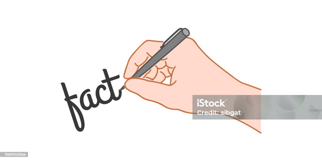Fact Hand Image Hand With A Pen Writing Word Fact Stock Illustration - Download Image ...