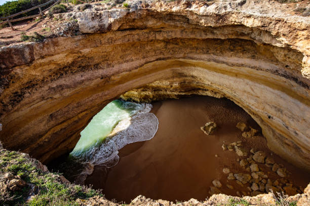 istock Beach inside rocky cave in Benagil Algarve Portugal 1069248882