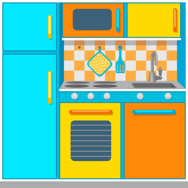 Kök Illustrationen visar ett kök kök stock illustrations