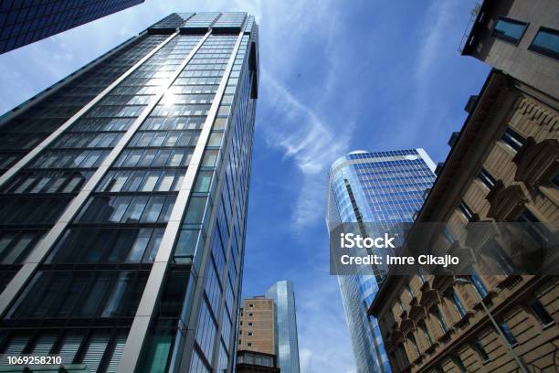 Frankfurt Business District Stock Photo - Download Image Now - DAX - Stock Market Index, Architecture, Bank - Financial Building