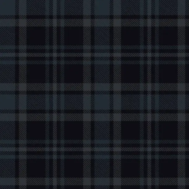 Vector illustration of Seamless dark tartan plaid pattern. Checkered fabric texture background.