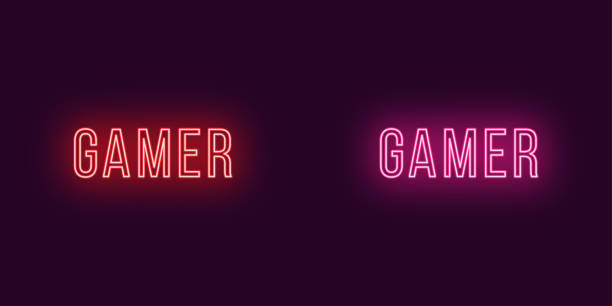 istock Inscription of Gamer in neon style. Vector Text 1069272584