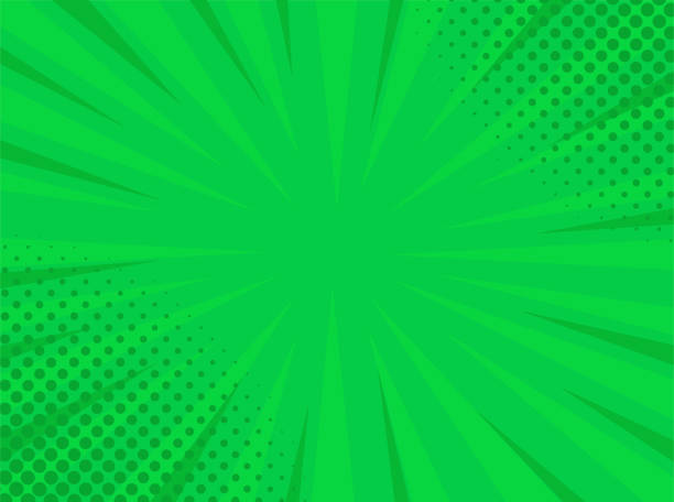 ハーフトーン ドットとストライプ レトロ コミック ポップ アート グリーン背景。クラシック ヴィンテージ漫画のスタイル。 - green old fashioned vector backgrounds点のイラスト素材／クリップアート素材／マンガ素材／アイコン素材