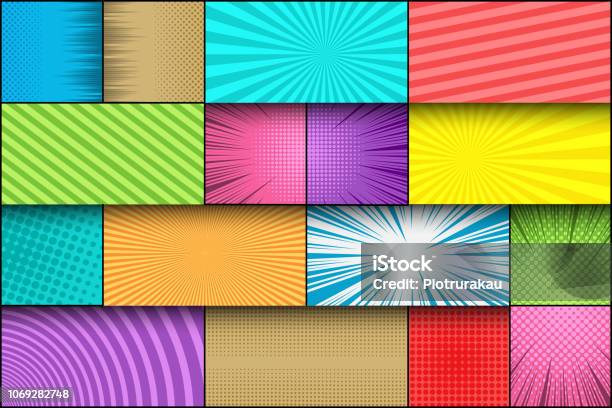 Comic Page Book Colorful Template Stock Illustration - Download Image Now - Comic Book, Backgrounds, Cartoon