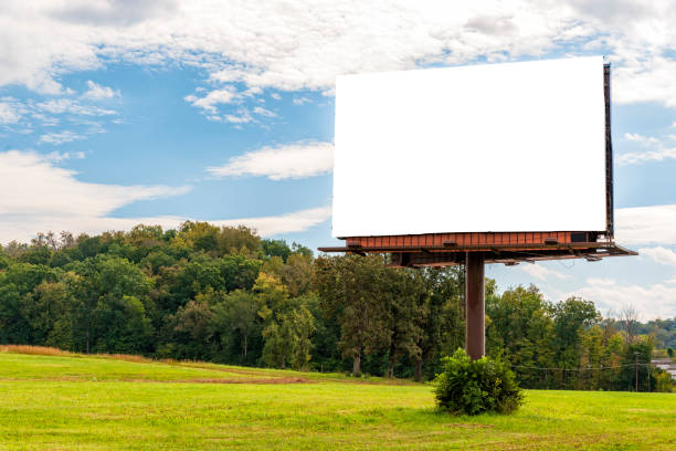 Giant Blank Billboard in Autumn Setting With Copy Space stock photo