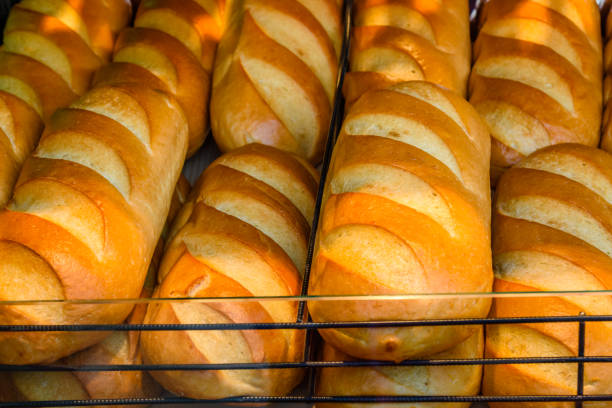 istock Long loafs on a shelves in supermarket 1069286302