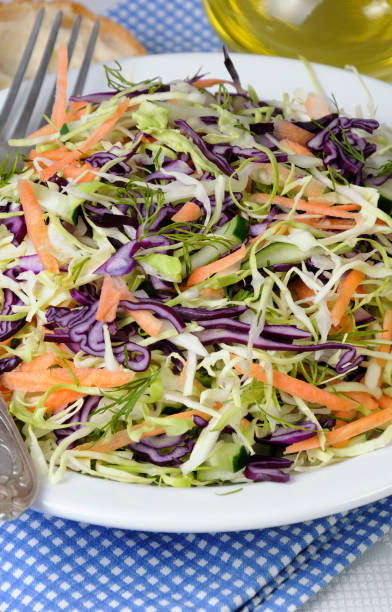 istock Salad   coleslaw red and white cabbage with carrots and cucumber 1069290426