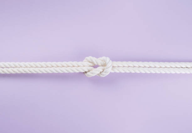 istock White ship ropes connected by reef knot on purple 1069290984