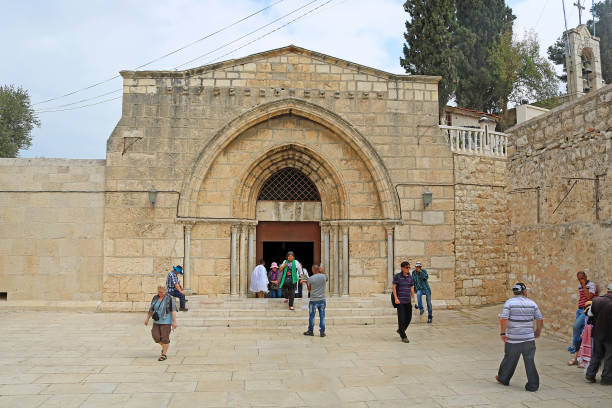 Church of the Sepulchre of Saint Mary, also Tomb of the Virgin Mary, a Christian tomb in the Kidron Valley, at the foot of Mount of Olives Jerusalem, Israel - November 20, 2017: Church of the Sepulchre of Saint Mary, also Tomb of the Virgin Mary, a Christian tomb in the Kidron Valley, at the foot of Mount of Olives tomb of the virgin mary in jerusalem stock pictures, royalty-free photos & images