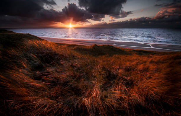 Sunset over a Dutch beach, Egmond aan Zee