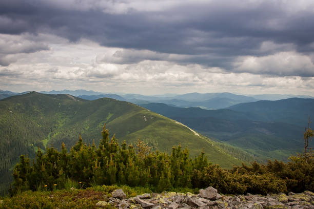 istock Beautiful mountains and blue sky in the Carpathians. Ukraine. 1069301402
