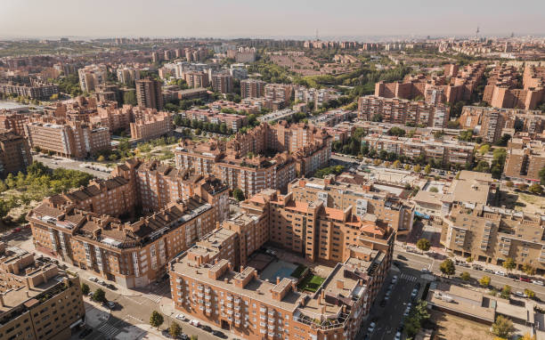 residential district in madrid - madrid built structure house spain imagens e fotografias de stock