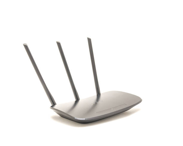 istock Front view of wireless router cable modem isolated on white background 1069314852