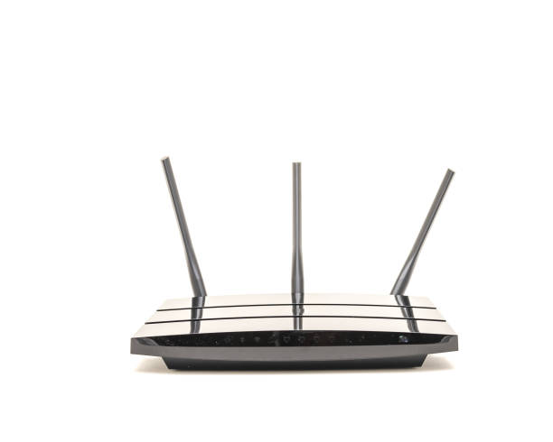 istock Front view of wireless router cable modem isolated on white background 1069314938