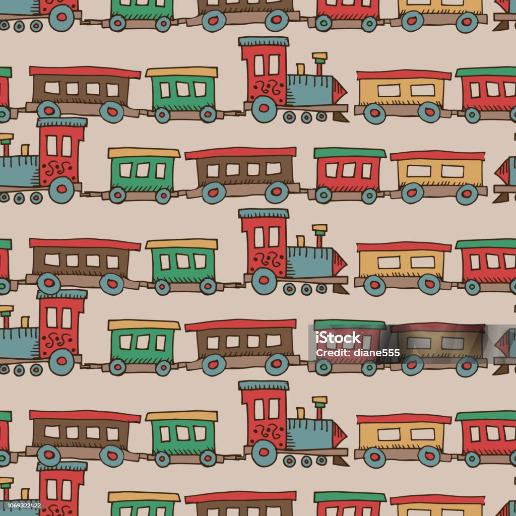 British Train Pattern Background Hand Drawn Train Christmas Background Pattern Stock Illustration ...