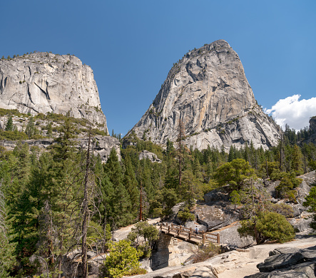 Hiking up Half Dome, Nevada Falls, Yosemite National Park, California, USA. Nikon D850. Converted from RAW.