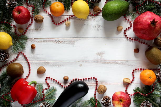 Christmas healthy background. stock photo