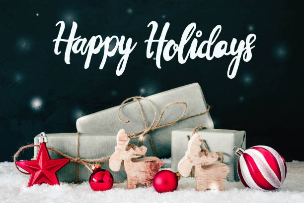 istock Red Decoration, Calligraphy Happy Holidays, Snowflakes, Snow 1069332574