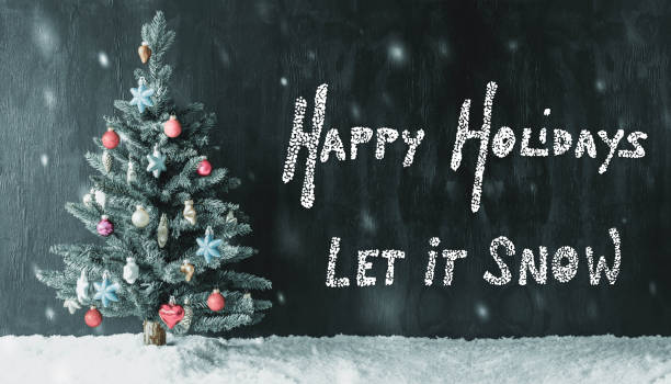 istock Colorful Decorated Tree, Calligraphy Happy Holidays, Let It Snow, Snowflakes 1069332630