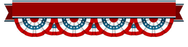 bunting american flags bunting american flags with ribbon on white background american flag bunting stock illustrations