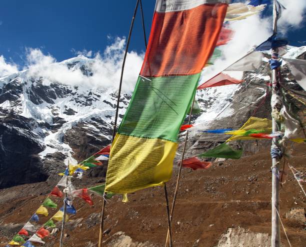 istock Buddhist prayer flags, Maklu barun national park 1069351340