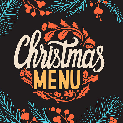 istock Christmas menu template for restaurant and cafe on a blackboard 1069367638