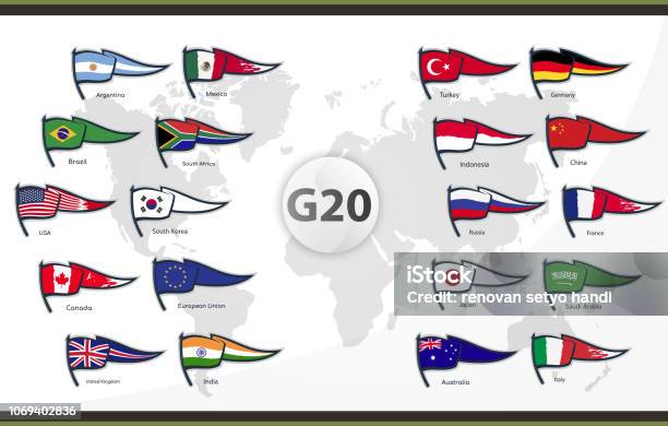 Flags Of G20 Member Countries Stock Illustration - Download Image Now - Brazil, Flag, G20 Summit